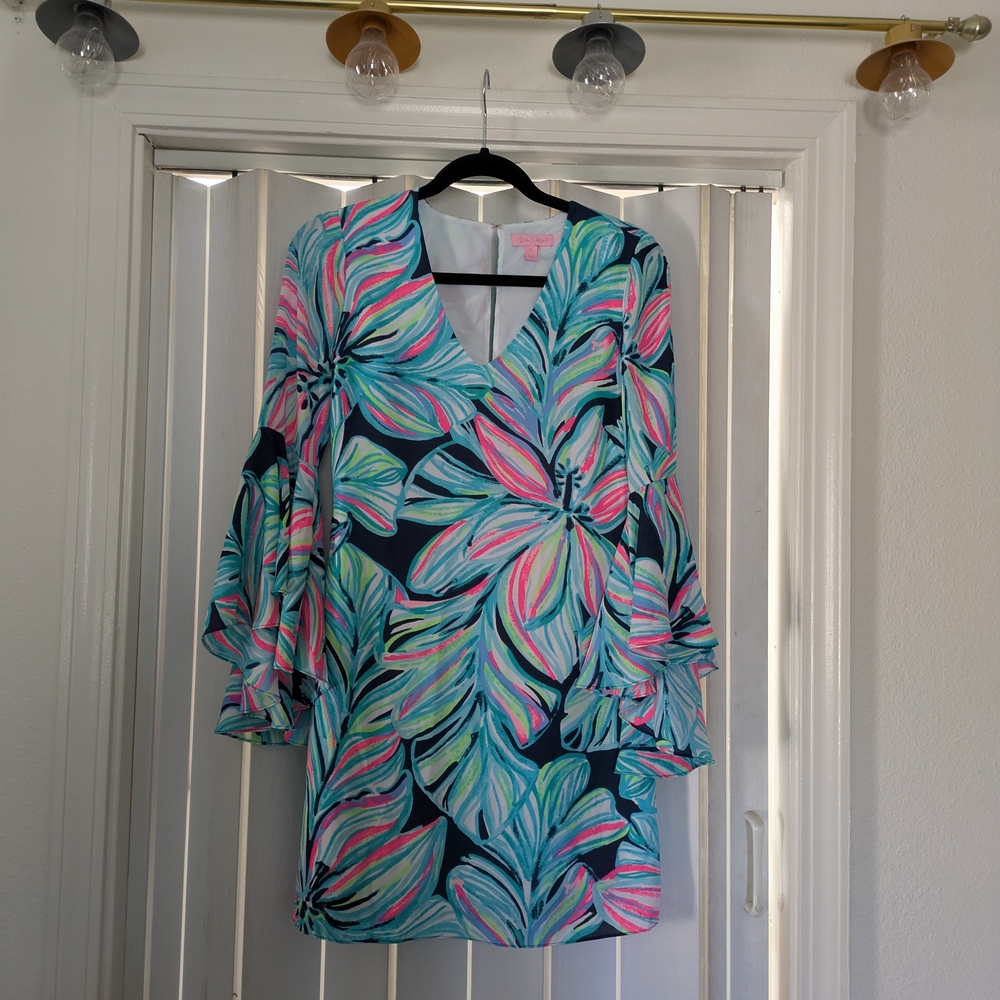 Tropical Leaf Print Dress by Lilly Pulitizer sz 00